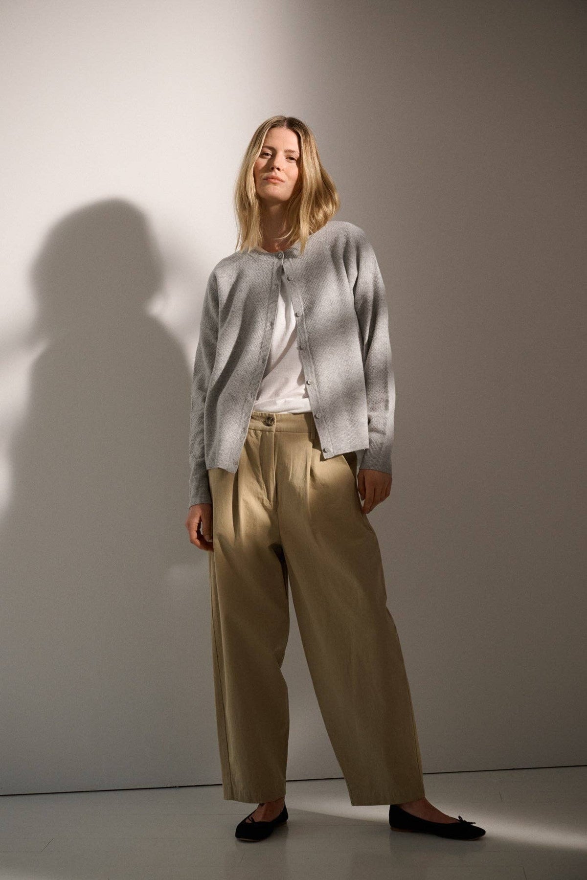 Dolly cardigan merino - light grey melange: Light grey melange / M