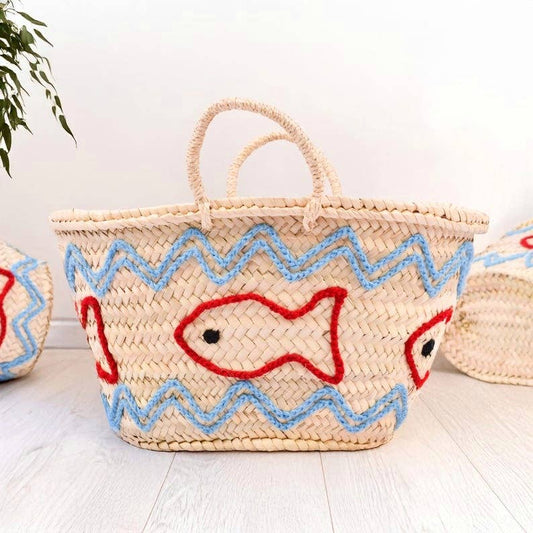 Handmade French Basket Bag – Natural Straw Beach Tote