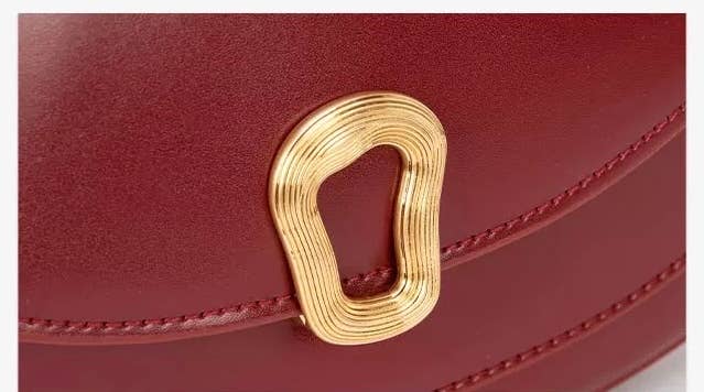 Genuine Leather Saddle Shoulder Crossbody Bag: Bordeaux