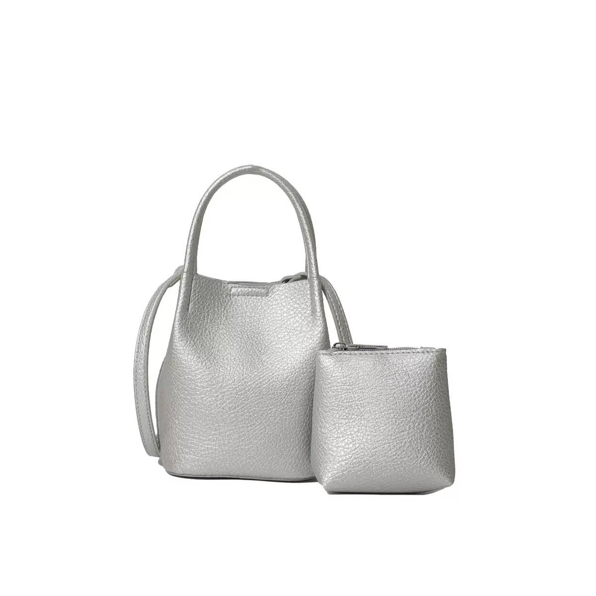Vegan Bucket Hand Bag Crossbody Bag: Red