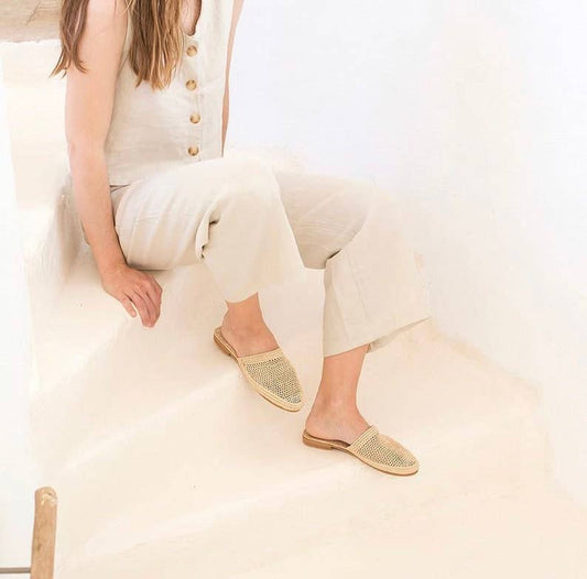 Raffia Sandals Handmade in Morocco, Raffia Shoes Boho Sandal: 7 US