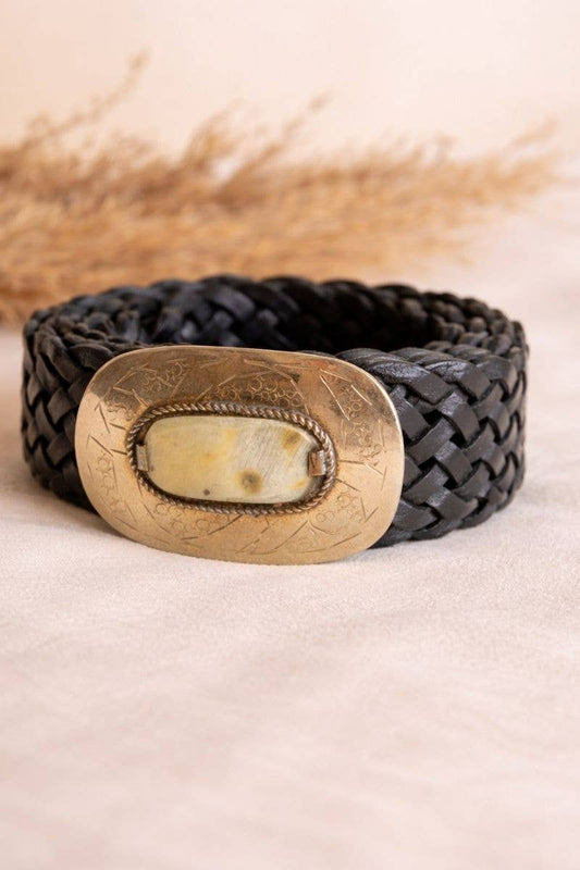 MERCURIO NARROW BLACK LEATHER BELT