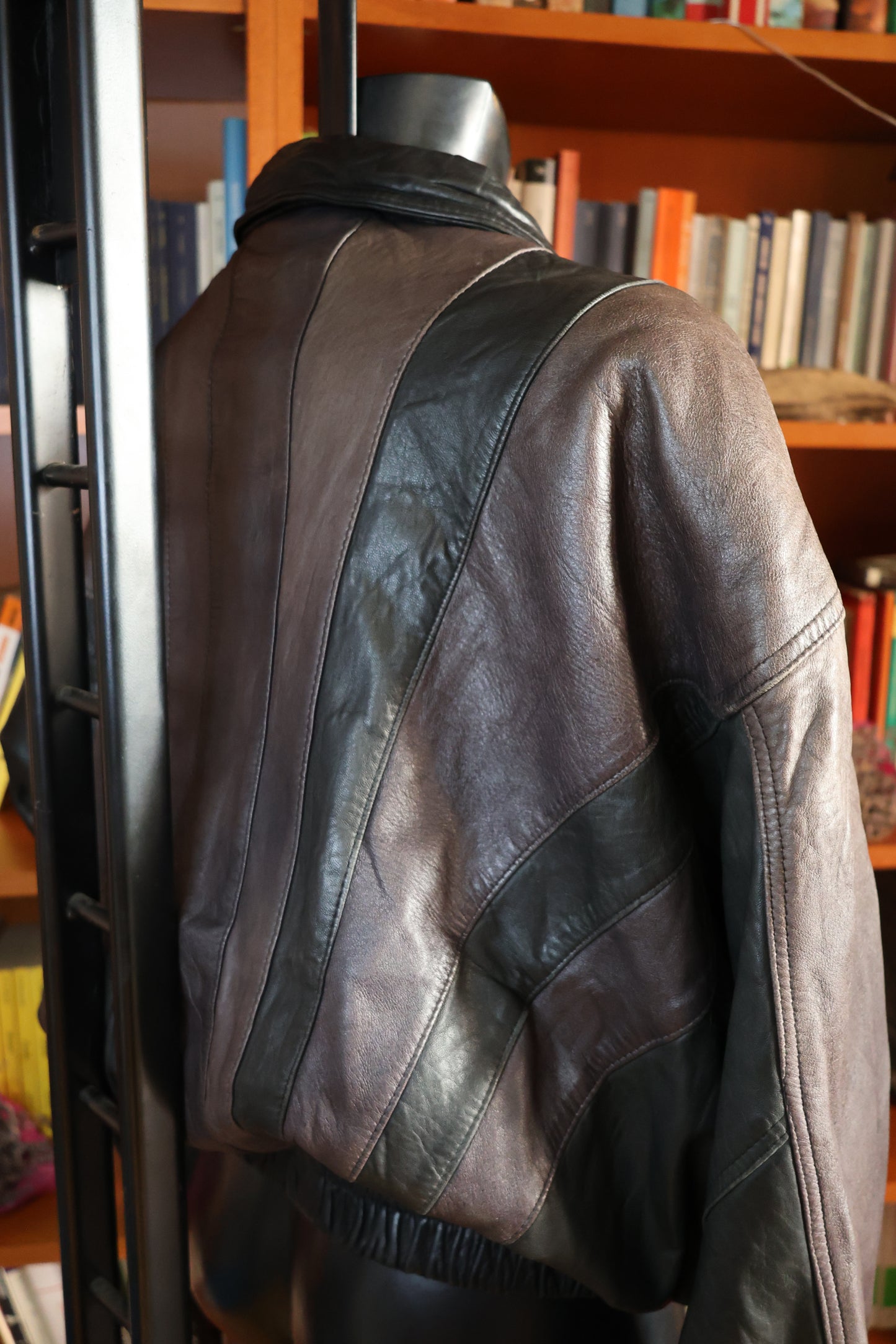 Black & Violet leather bomber