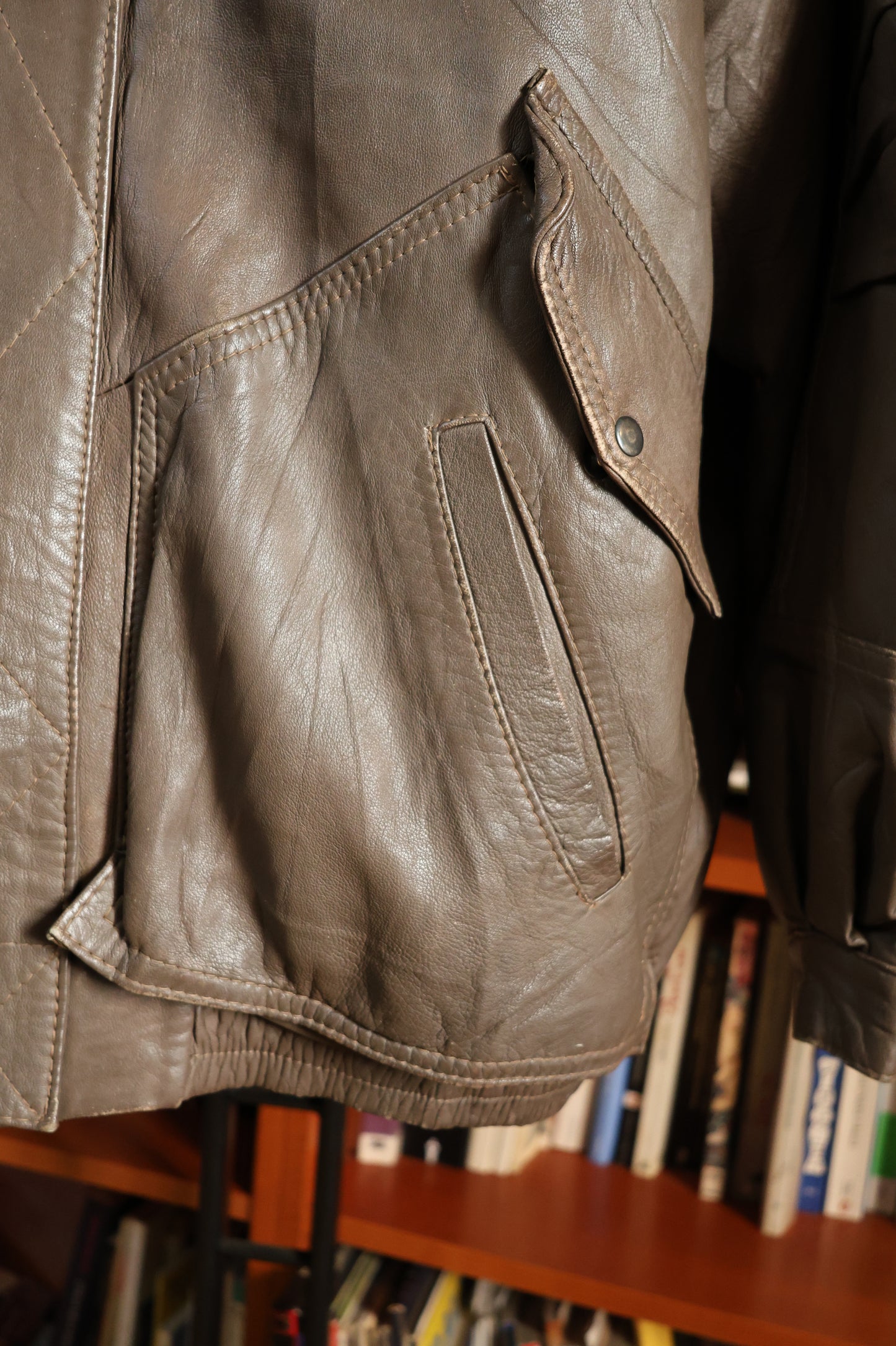 Brown sleeveless leather jacket