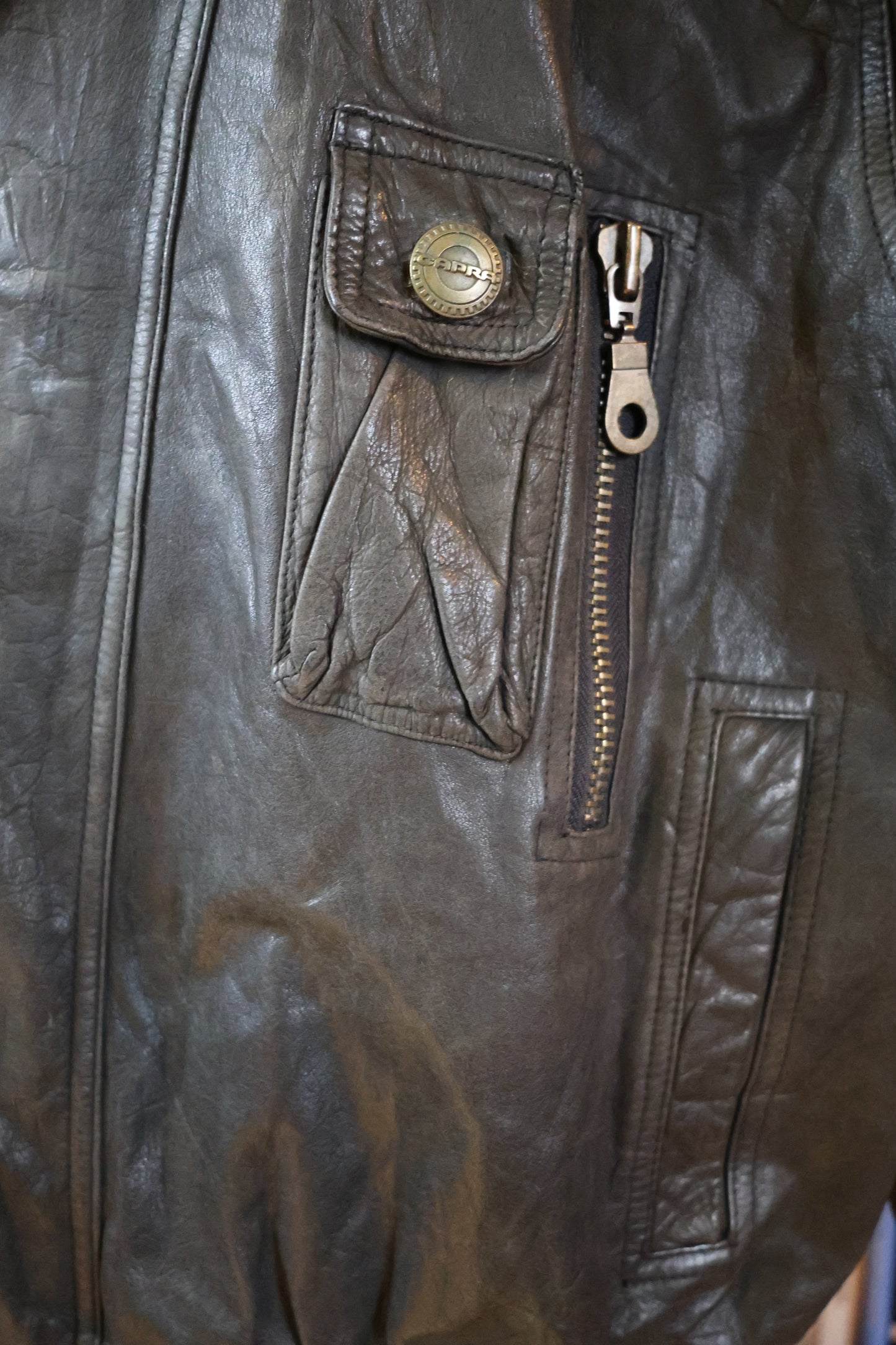 Black leather bomber jacket
