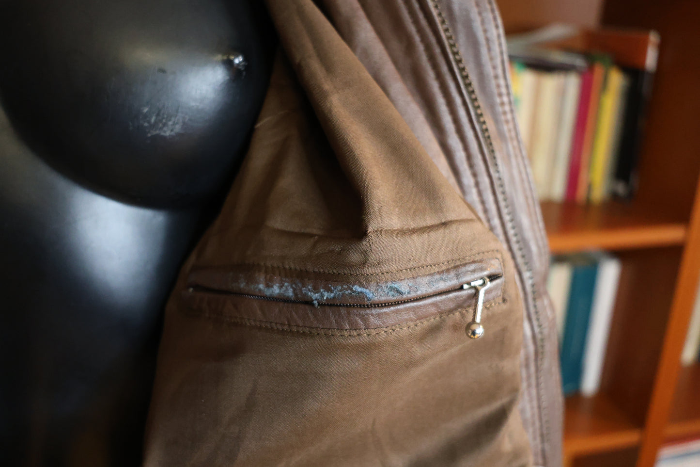Brown leather jacket with collar