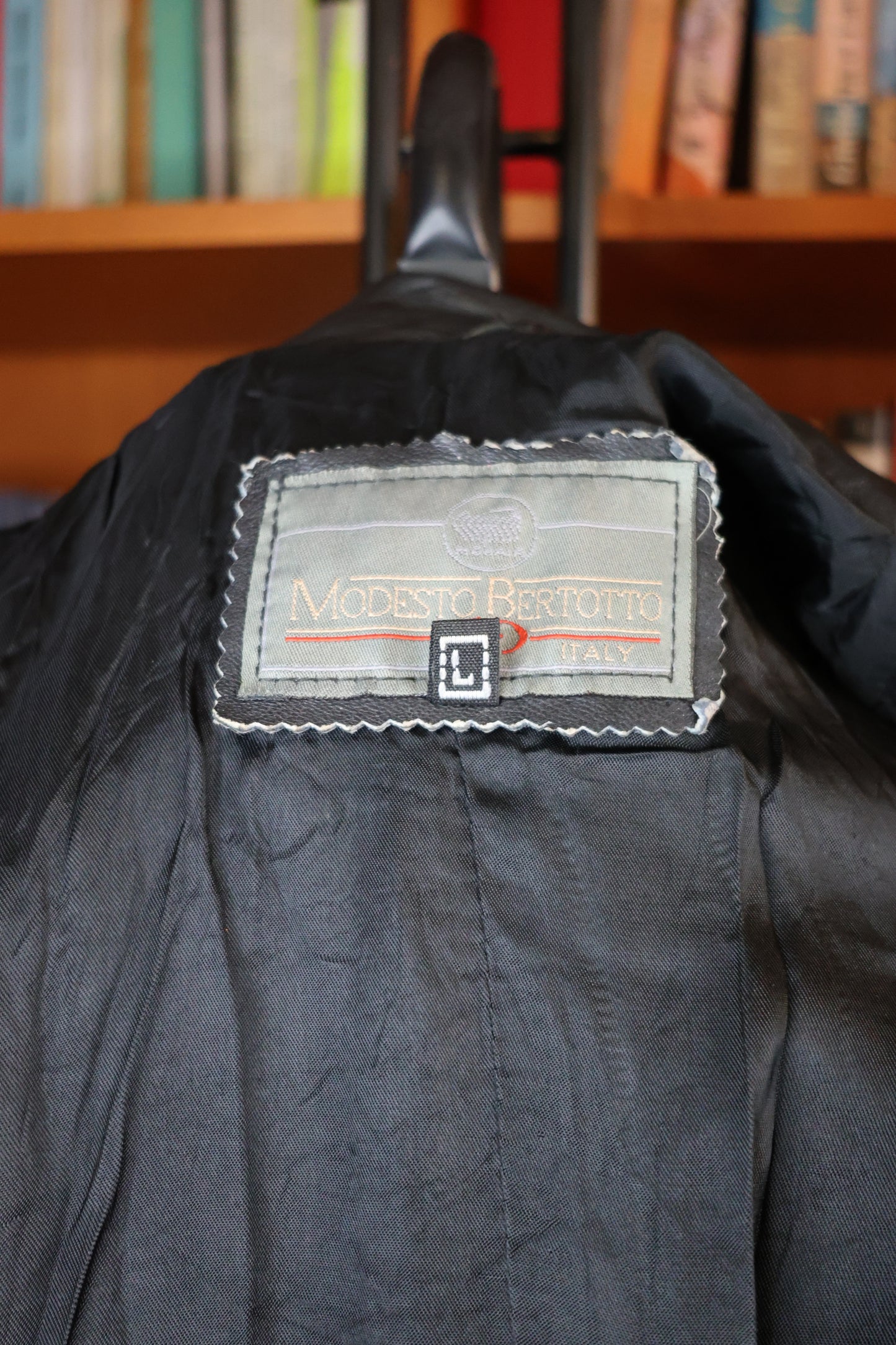 Black and brown leather bomber