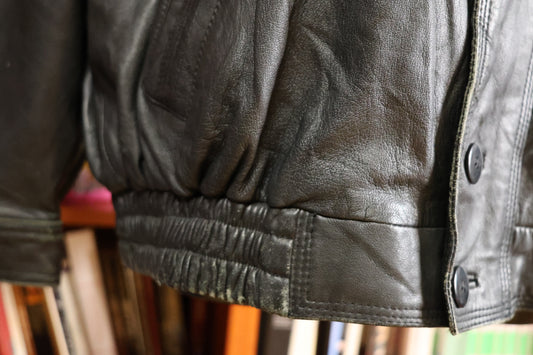 Black long leather jacket