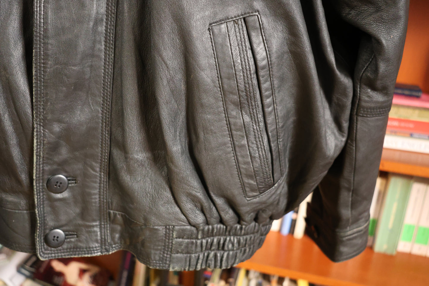 Black long leather jacket