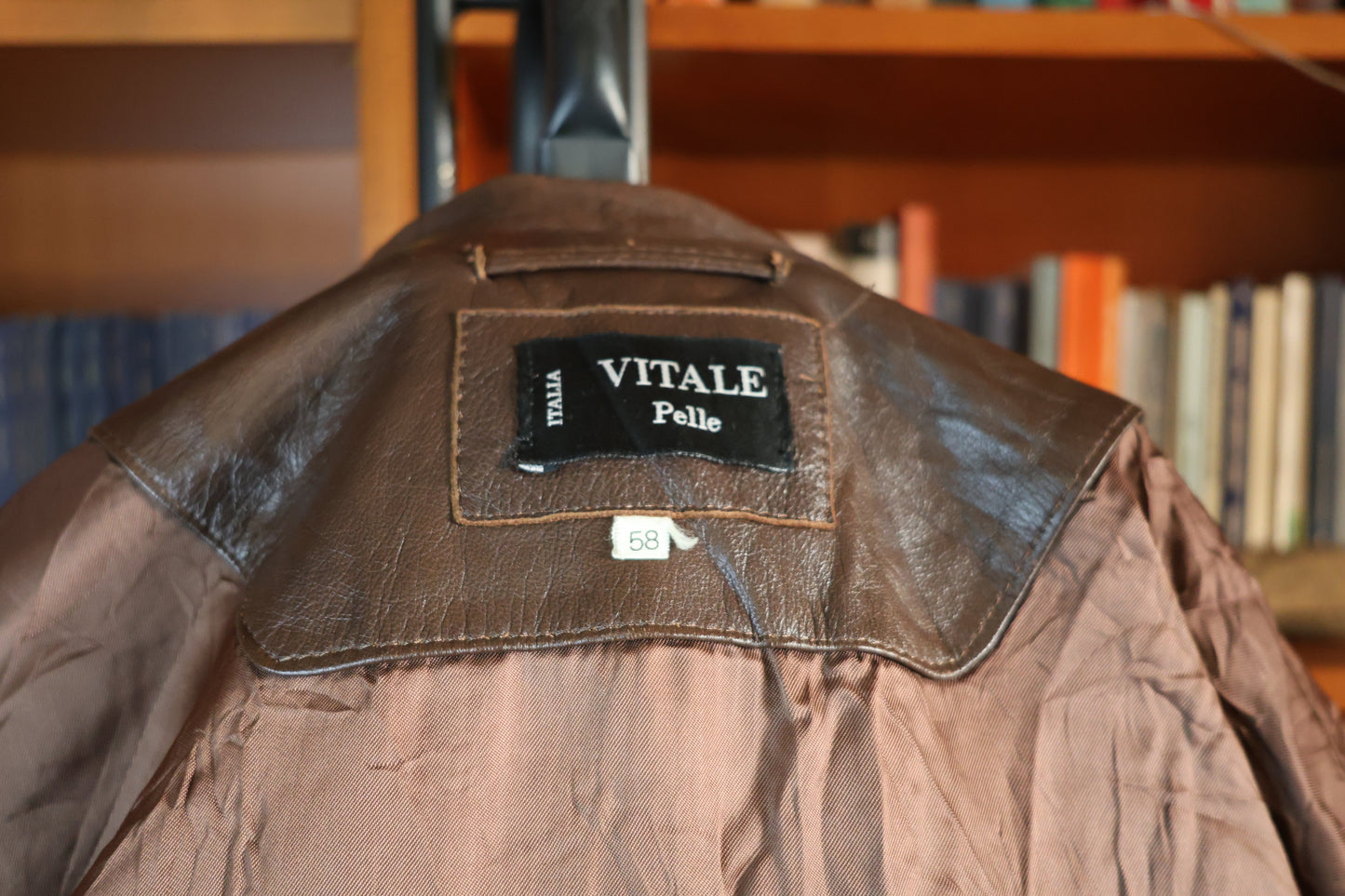 Brown leather bomber