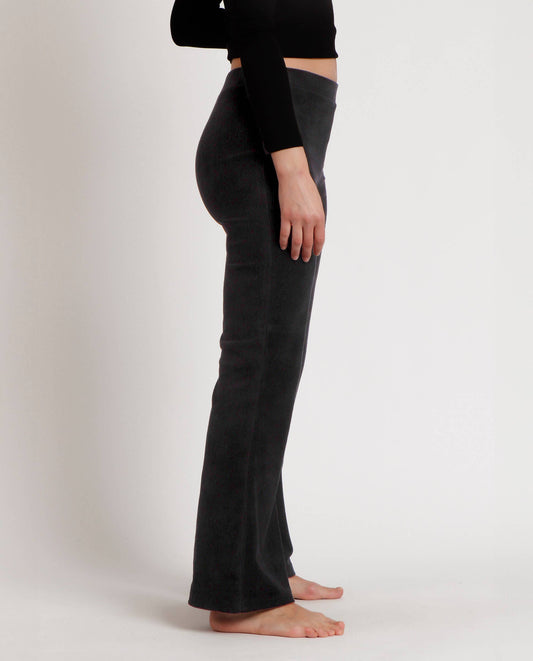 CORDUROY STRETCH FLARE TROUSERS: BLACK / M