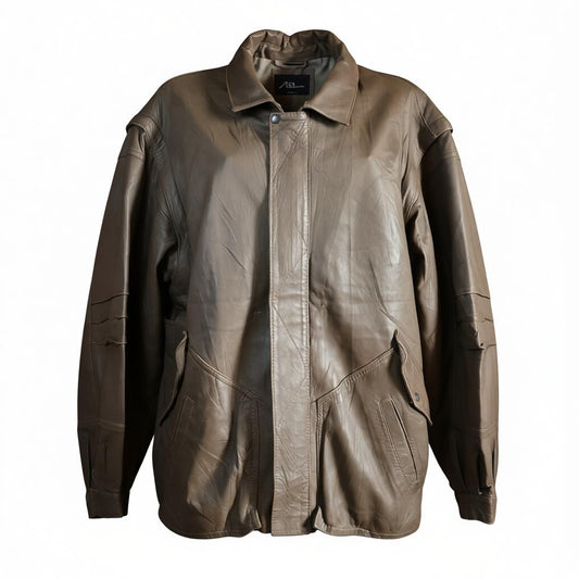 Giacca in pelle vintage senza maniche