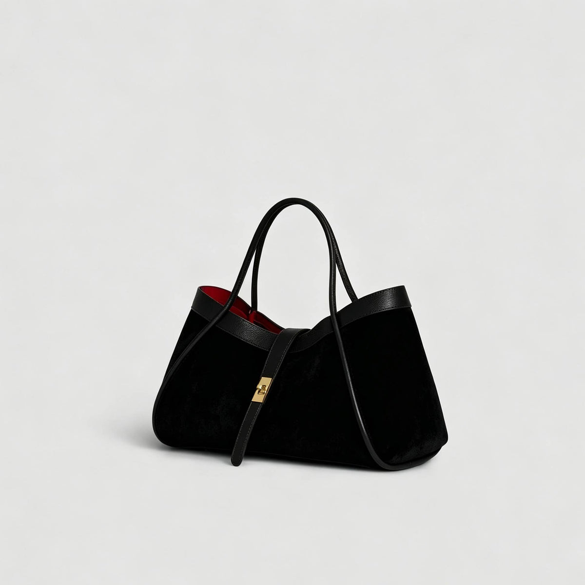 Medium suede bag in real leather Made in Italy 34x20x15: Marrone scuro
