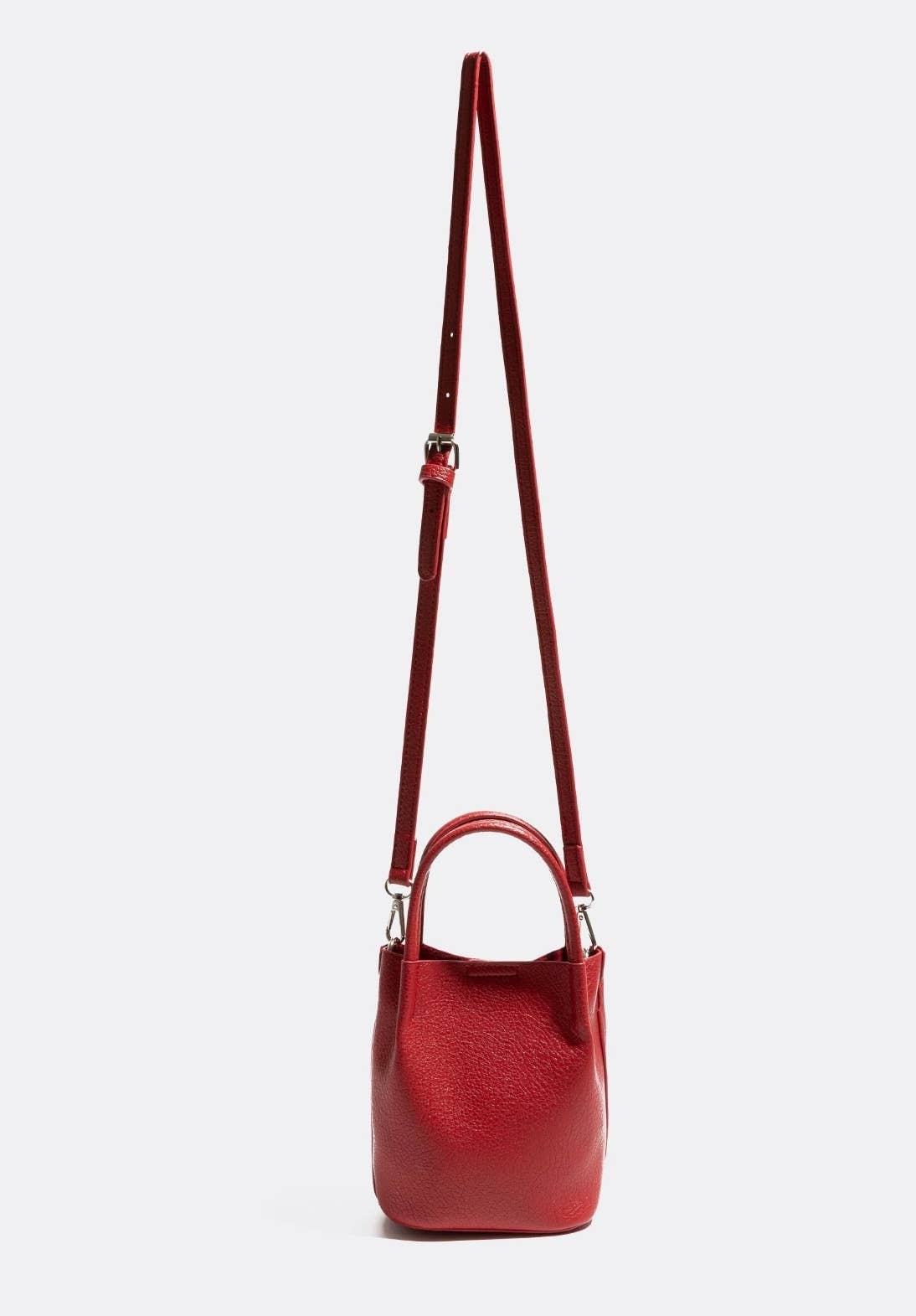 Vegan Bucket Hand Bag Crossbody Bag: Red