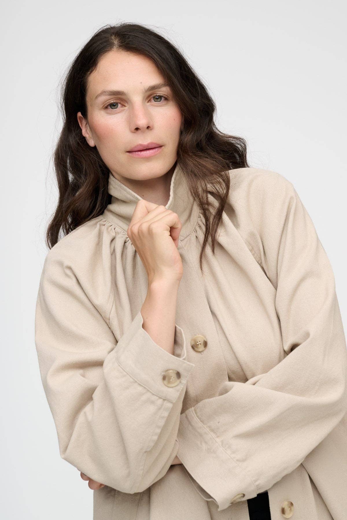 Eloise coat canvas: Pure beige / L