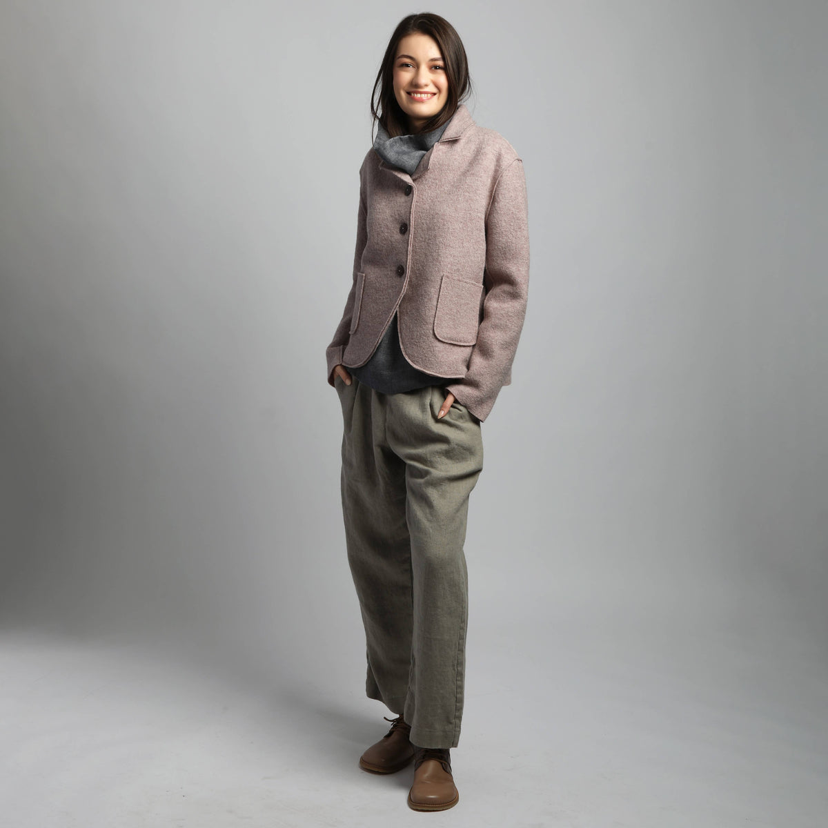 QUINN Blazer in lana cotta: Sand Melange / M