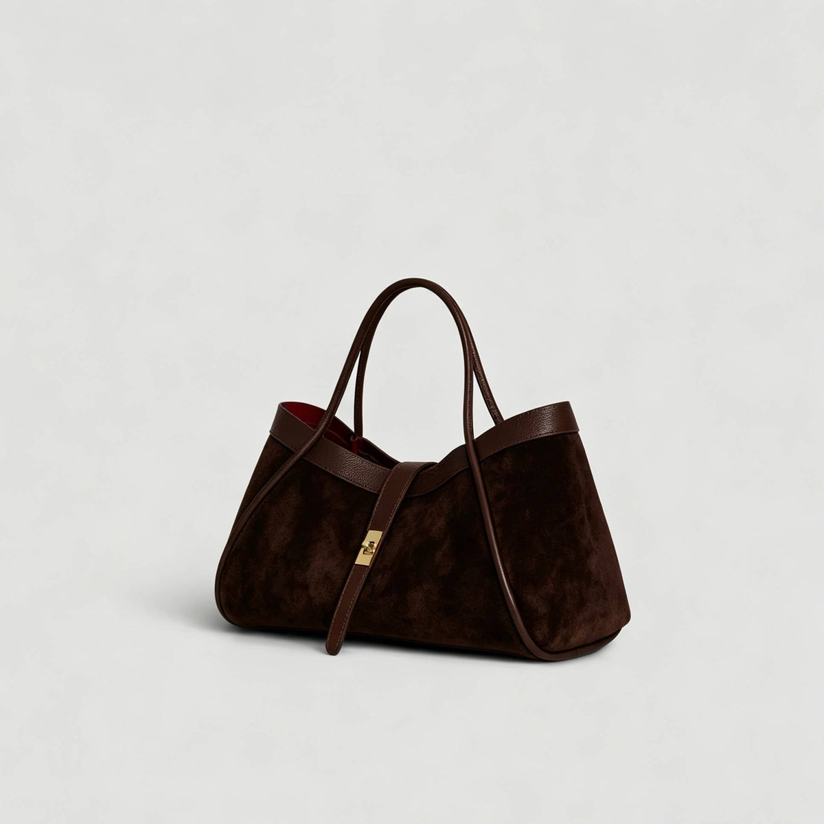 Medium suede bag in real leather Made in Italy 34x20x15: Sable