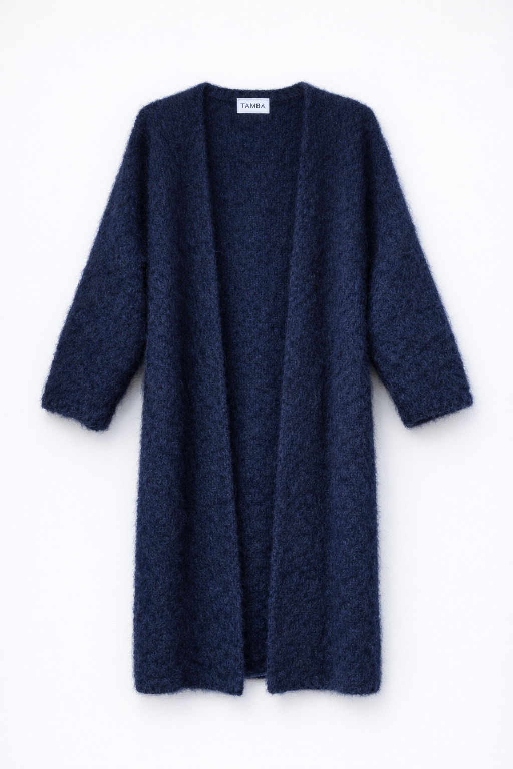 Long knitted coat with an open cut made of mohair: Marineblau / One size fits all