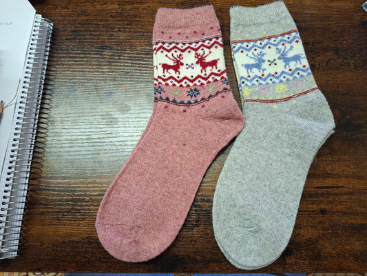 Nordic Moose Socks in Wool Unisex - Merino wool socks 35-42: MIx / S