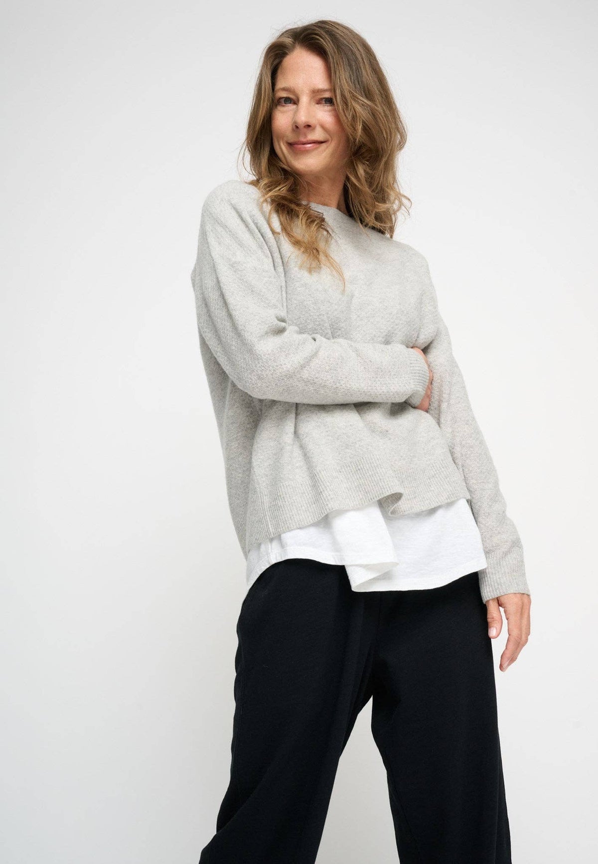 Molly knit merino - light grey melange: Light grey melange / L