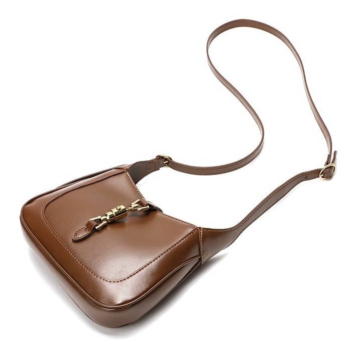 Genuine Leather Saddle Hand Shoulder Bag: Brown / Large