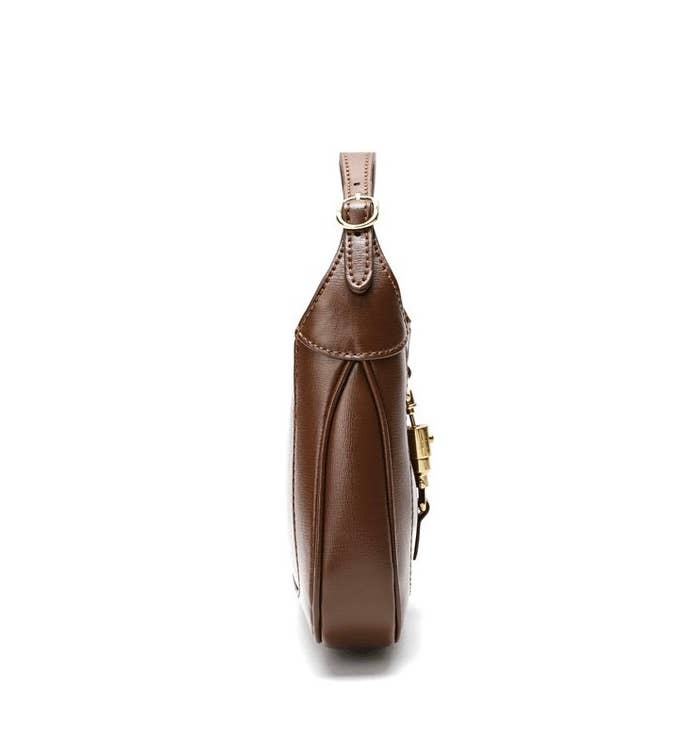 Genuine Leather Saddle Hand Shoulder Bag: Brown / Large