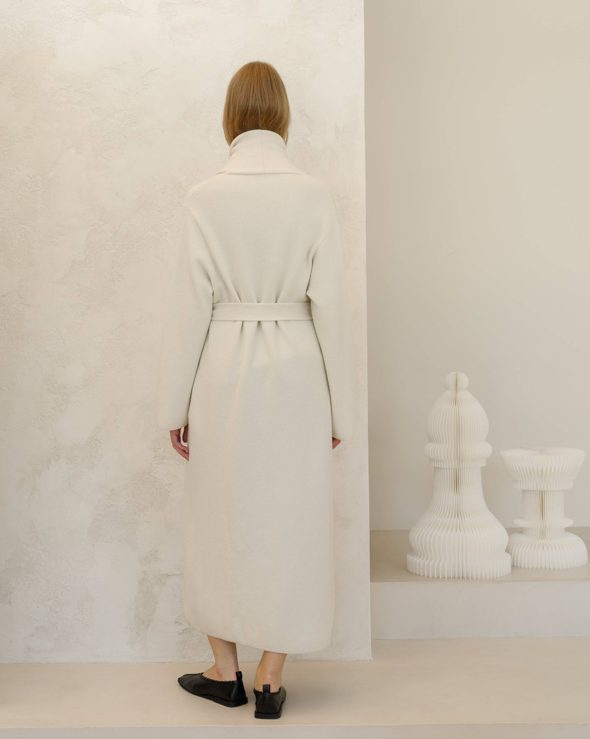 Cashmere Mix Coat: Natural White / L