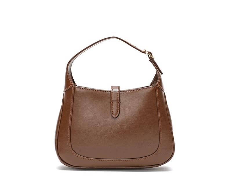 Genuine Leather Saddle Hand Shoulder Bag: Brown / Large