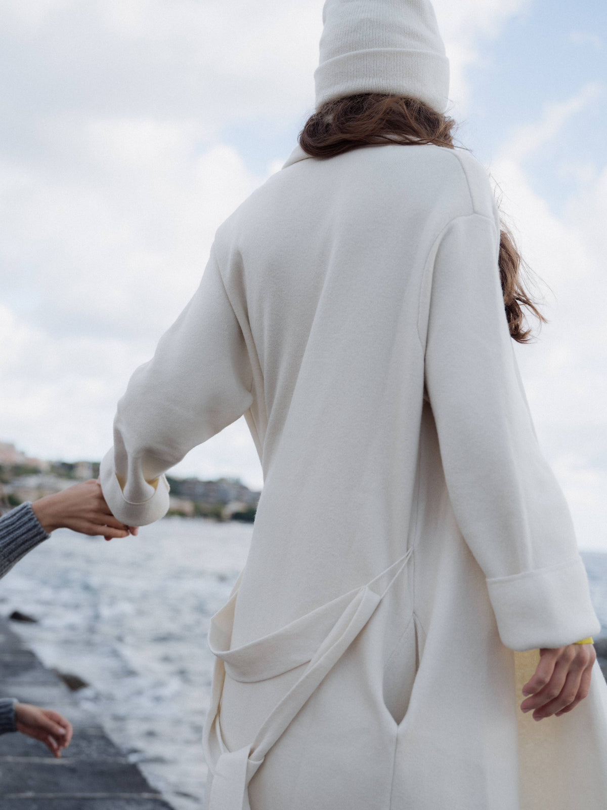 Cashmere Mix Coat: Natural White / L