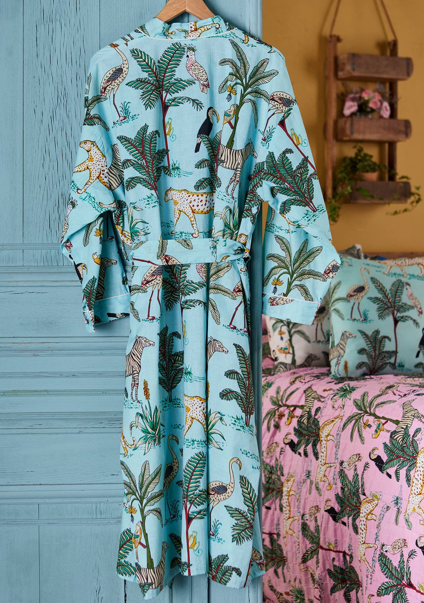 Jungle Print Dressing Gown - Blue: Large/Extra Large(LXL)