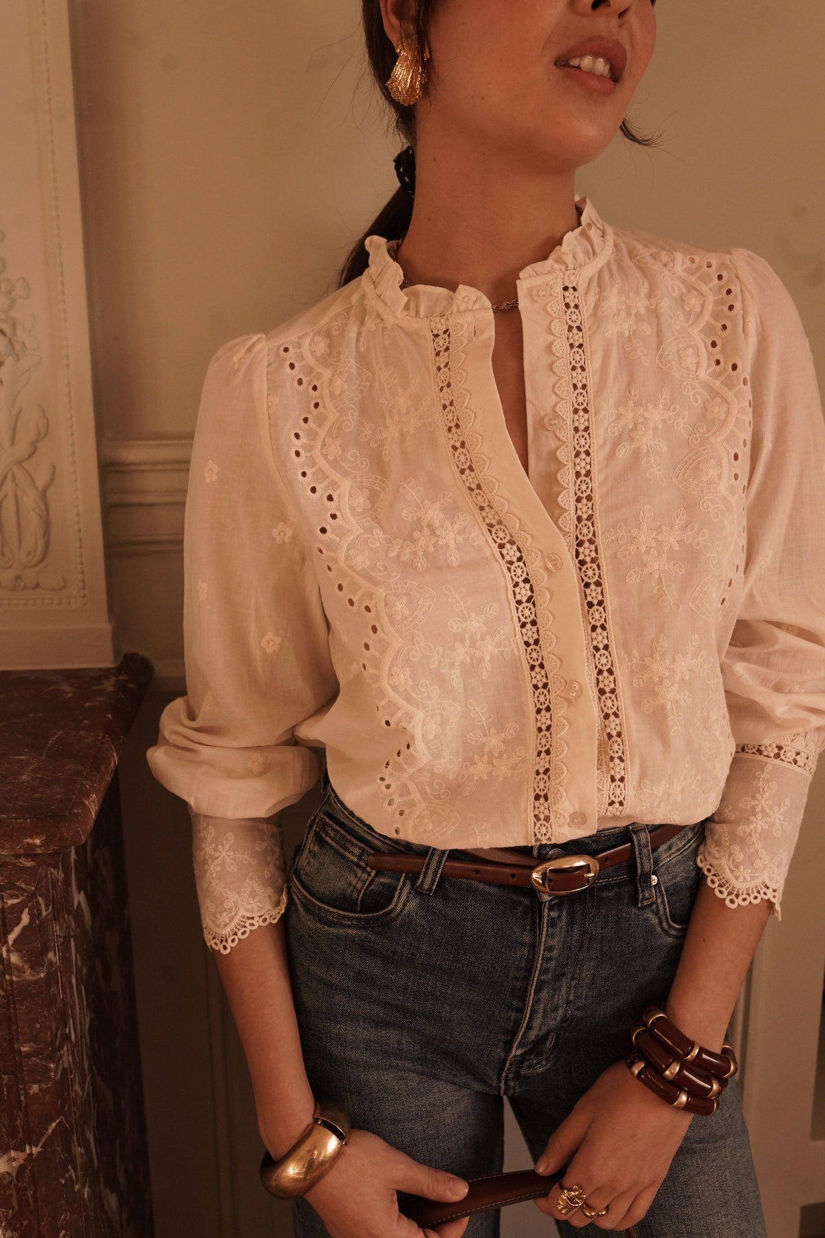 Blandine shirt: Blanc / L