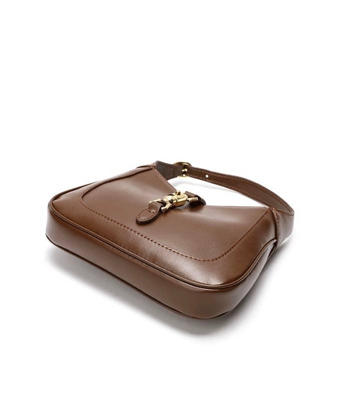 Genuine Leather Saddle Hand Shoulder Bag: Brown / Large