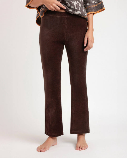 CORDUROY STRETCH FLARE TROUSERS: CHOCOLATE / M