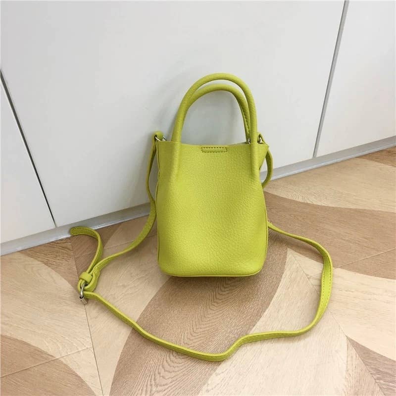 Vegan Bucket Hand Bag Crossbody Bag: Kiwi