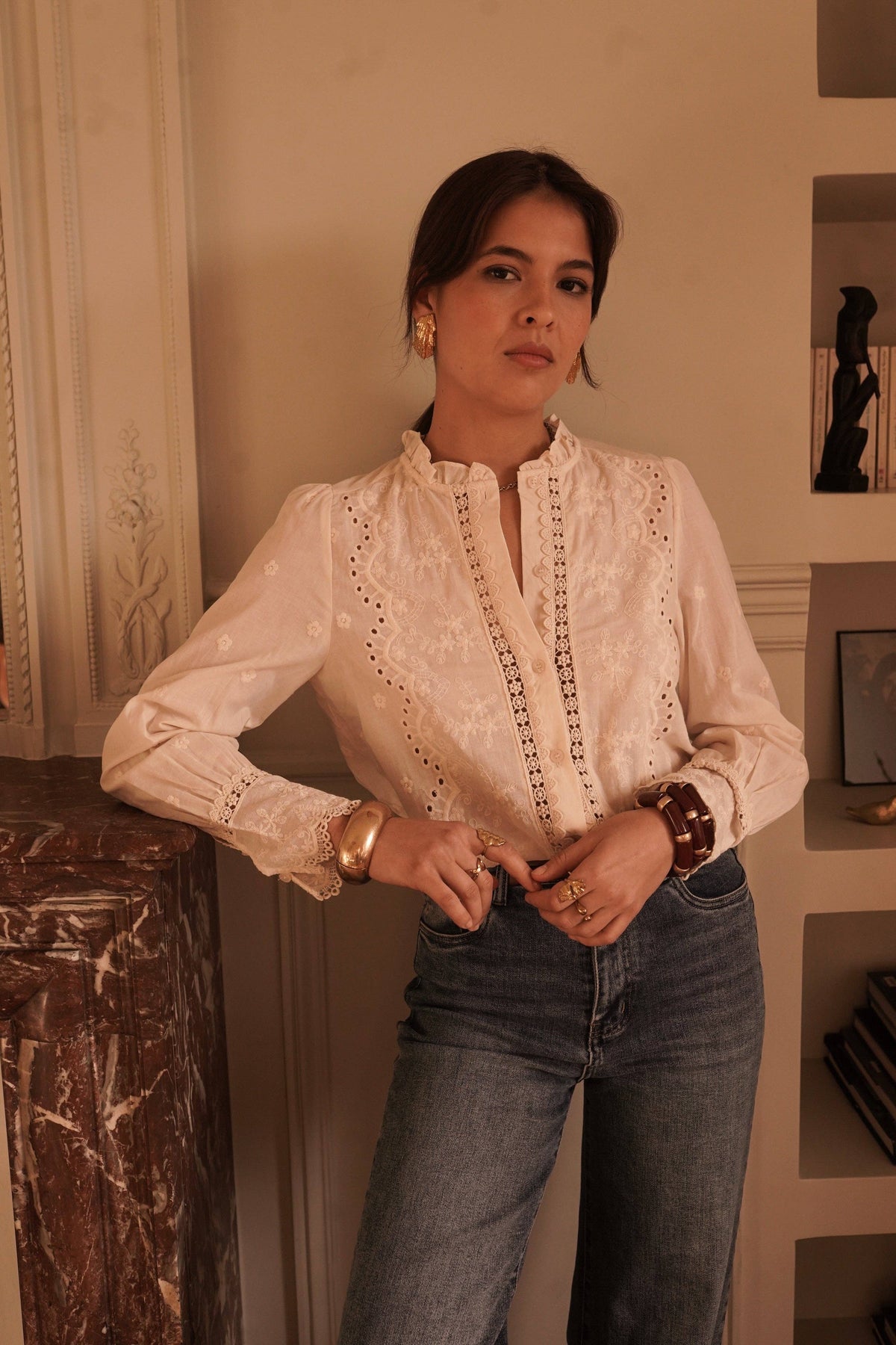Blandine shirt: Blanc / L