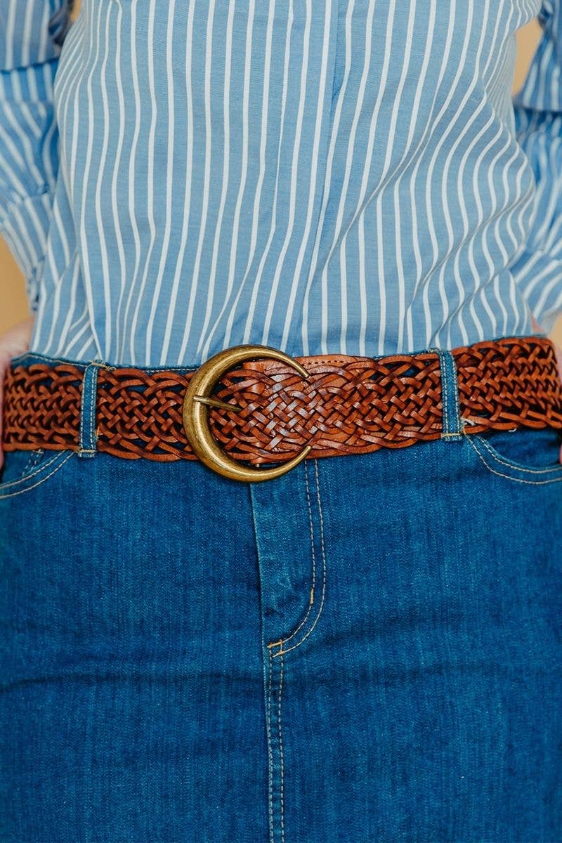 WIDE MOON BROWN LEATHER BELT