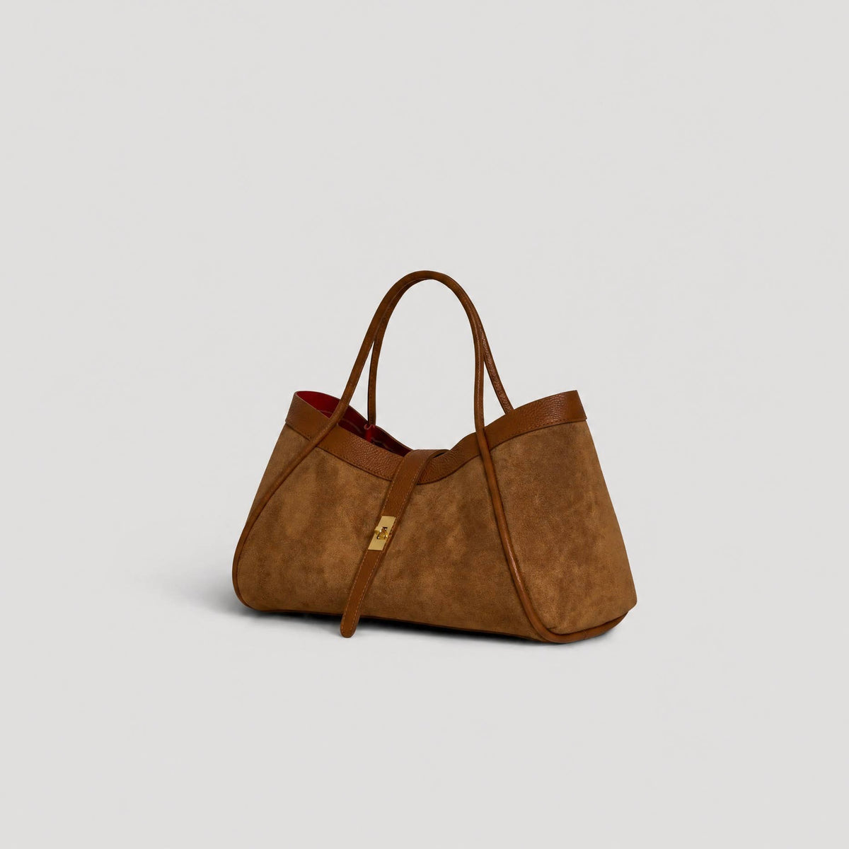 Medium suede bag in real leather Made in Italy 34x20x15: Sable