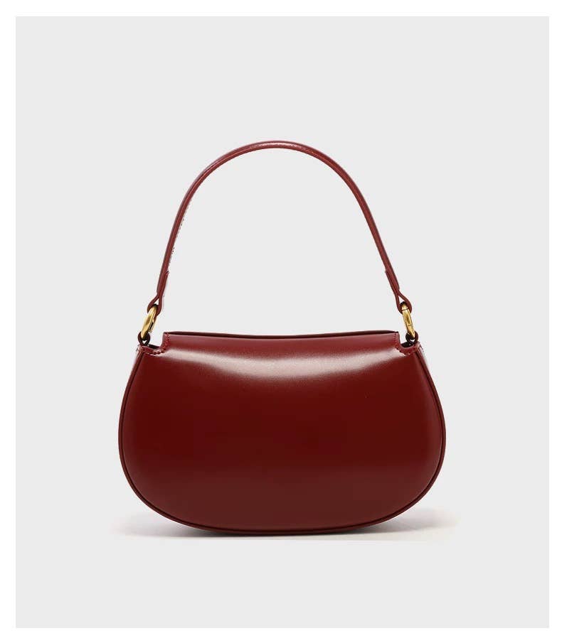 Genuine Leather Saddle Shoulder Crossbody Bag: Bordeaux