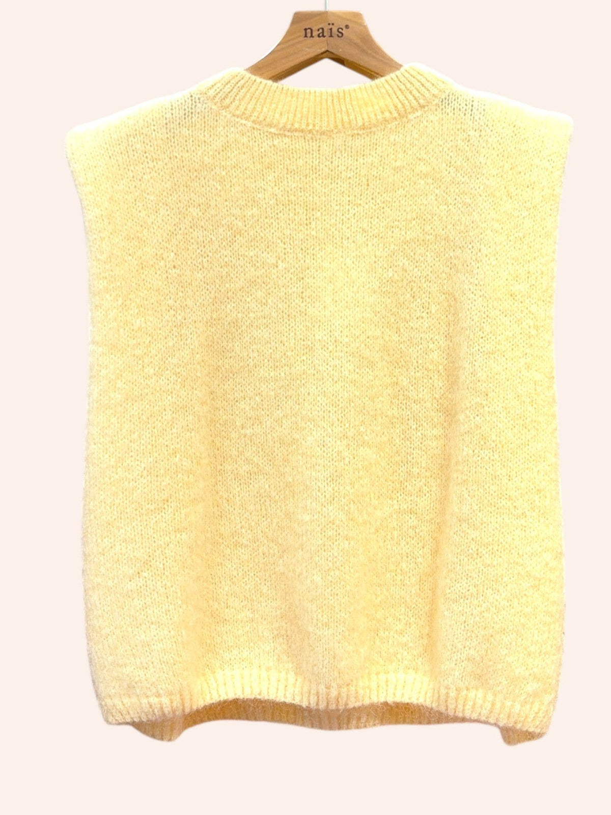 MOHAIR AND WOOL SLEEVELESS CREW NECK SWEATER: Jaune vanille / One size