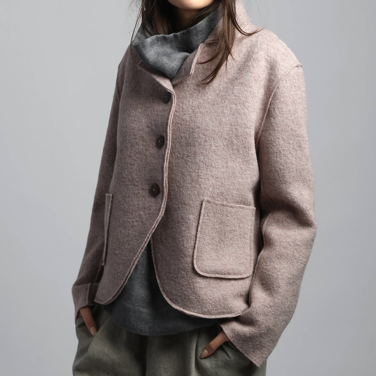 QUINN Blazer in lana cotta: Sand Melange / M