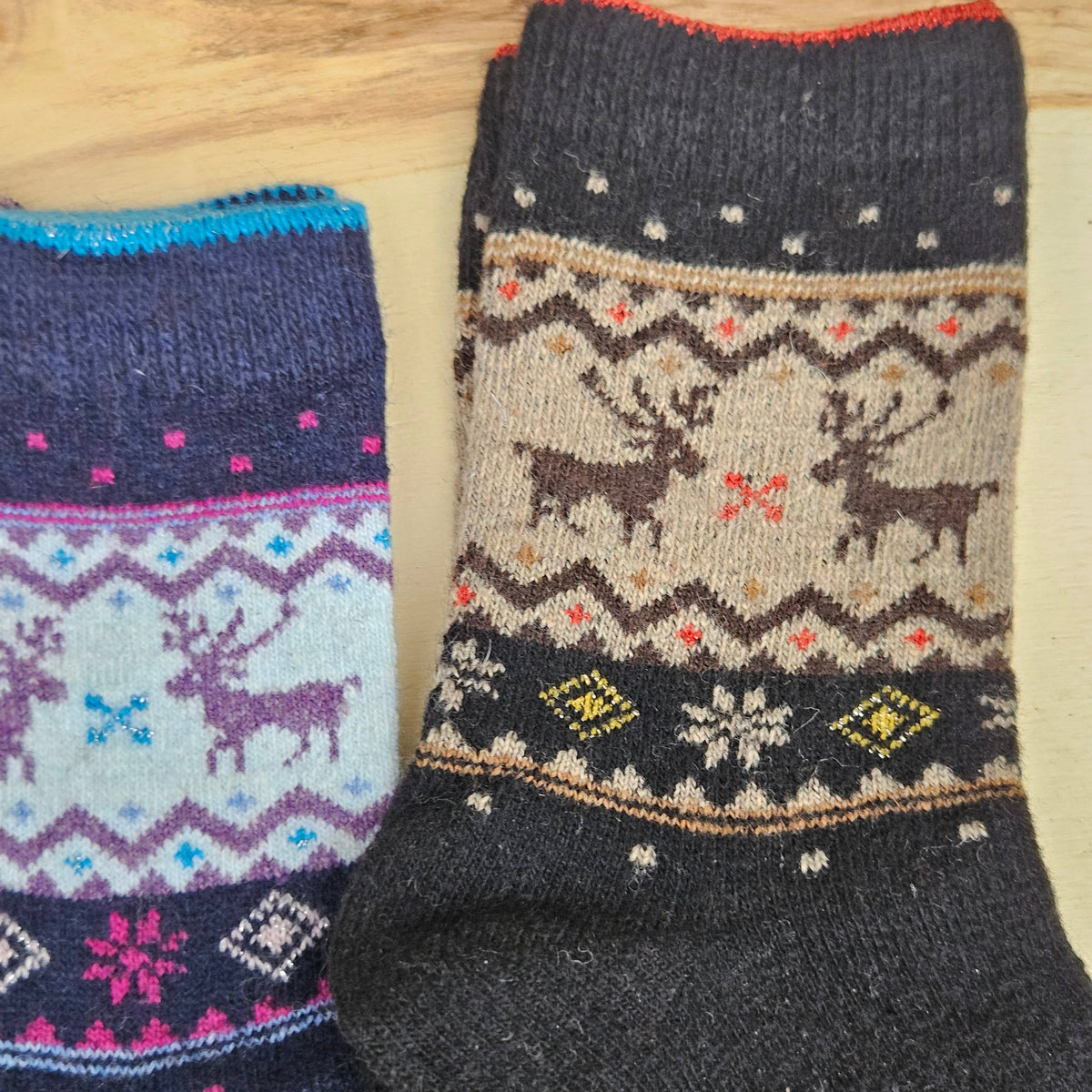 Nordic Moose Socks in Wool Unisex - Merino wool socks 35-42: MIx / S