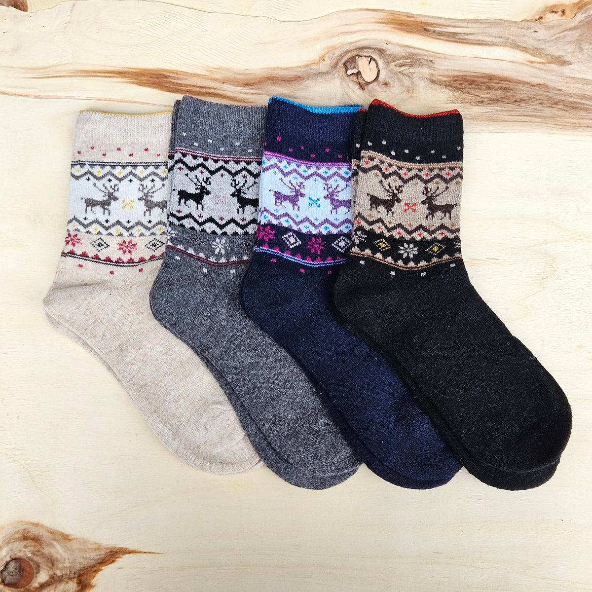 Nordic Moose Socks in Wool Unisex - Merino wool socks 35-42: MIx / M