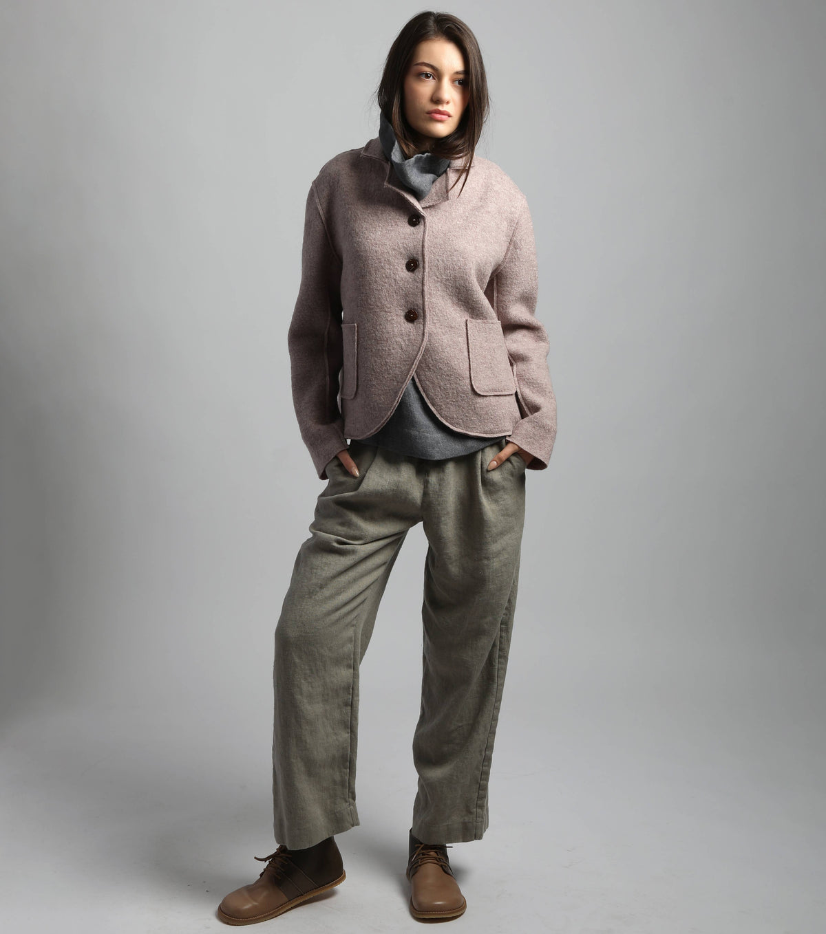 QUINN Blazer in lana cotta: Sand Melange / M