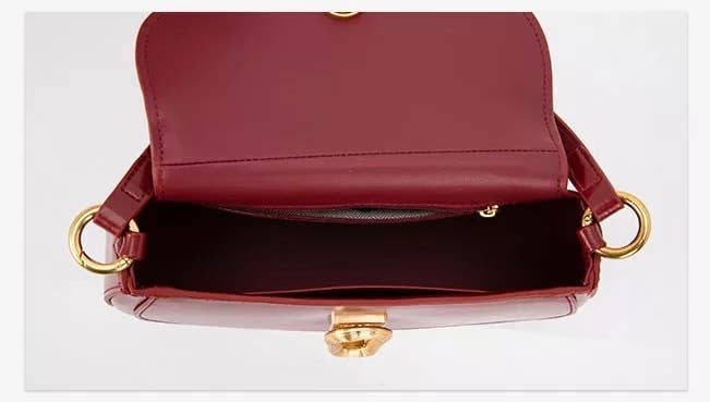 Genuine Leather Saddle Shoulder Crossbody Bag: Bordeaux