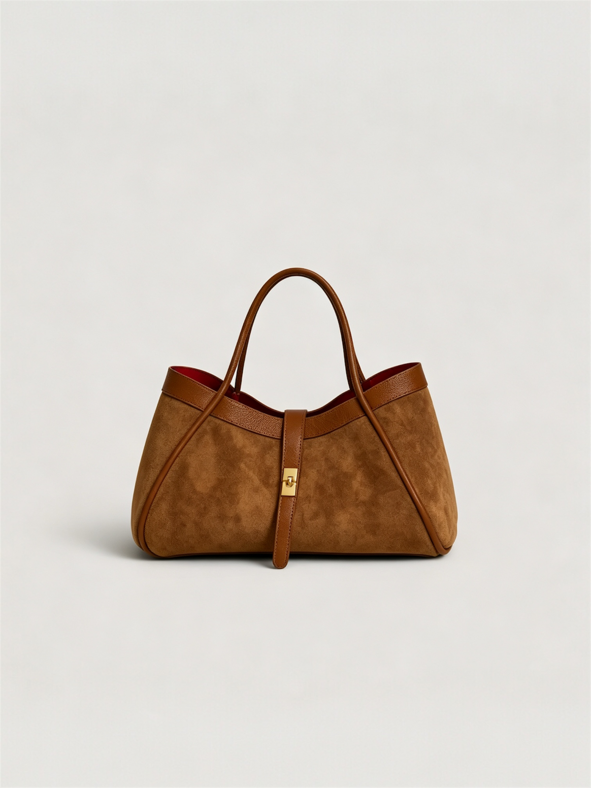 Medium suede bag in real leather Made in Italy 34x20x15: Sable