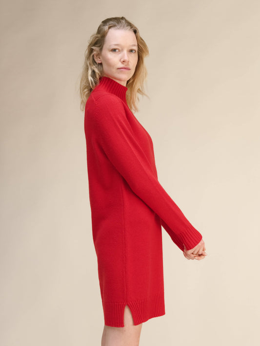 Abito midi collo alto Lèmme in cashmere mix, rosso, taglia S