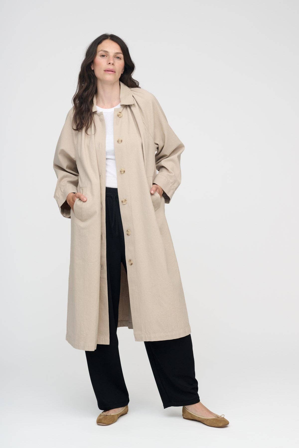 Eloise coat canvas: Pure beige / L