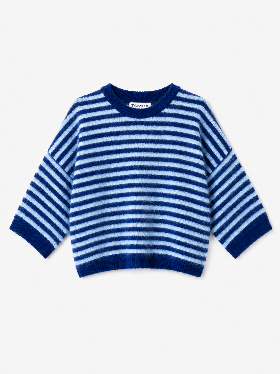 Striped oversized pullover with a fluffy look: Navyblau / Hellblau / Einheitsgröße