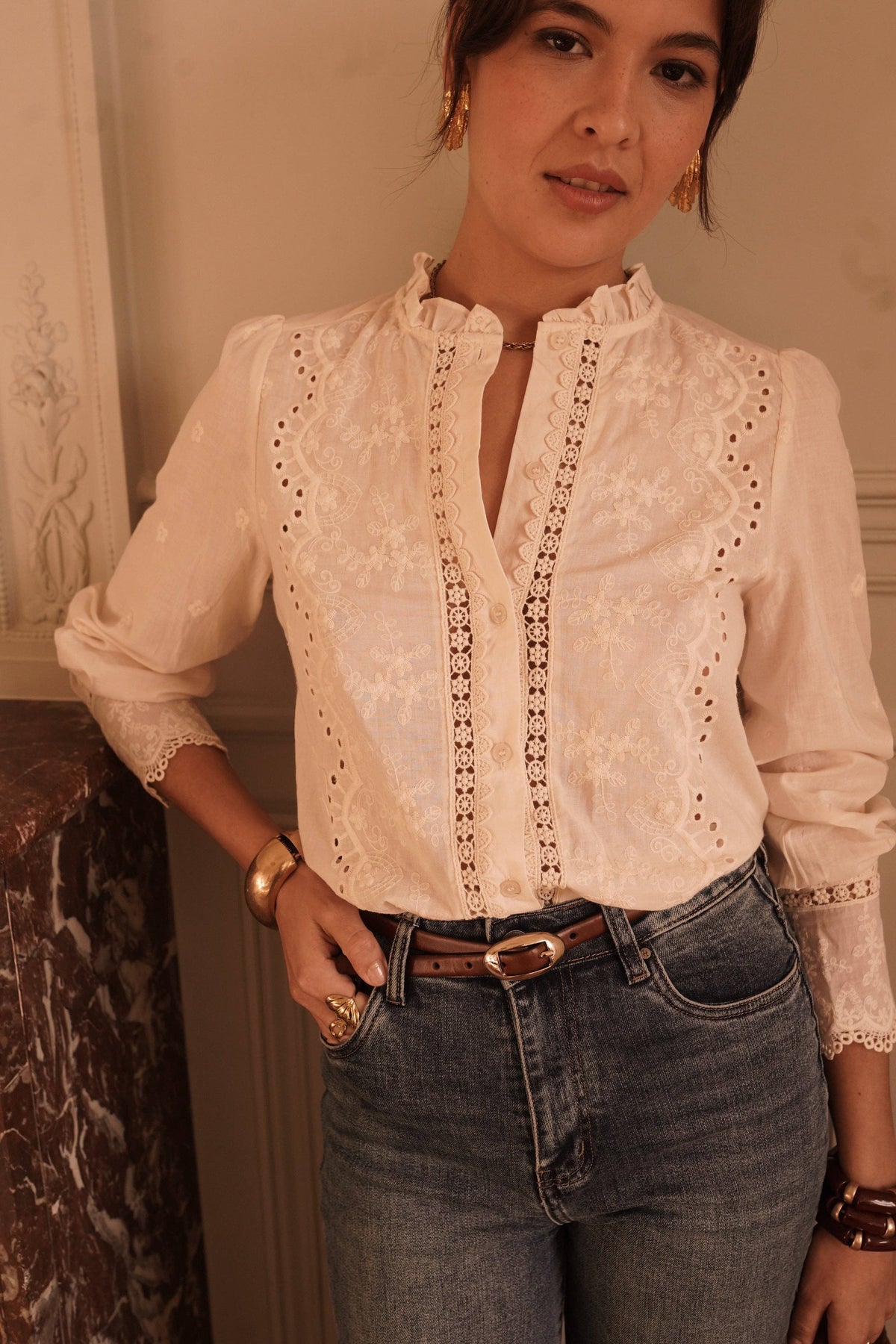 Blandine shirt: Beige / L