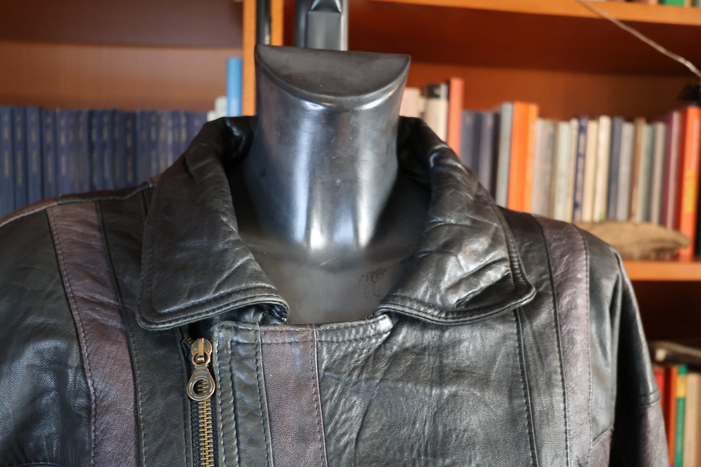 Black & Violet leather bomber
